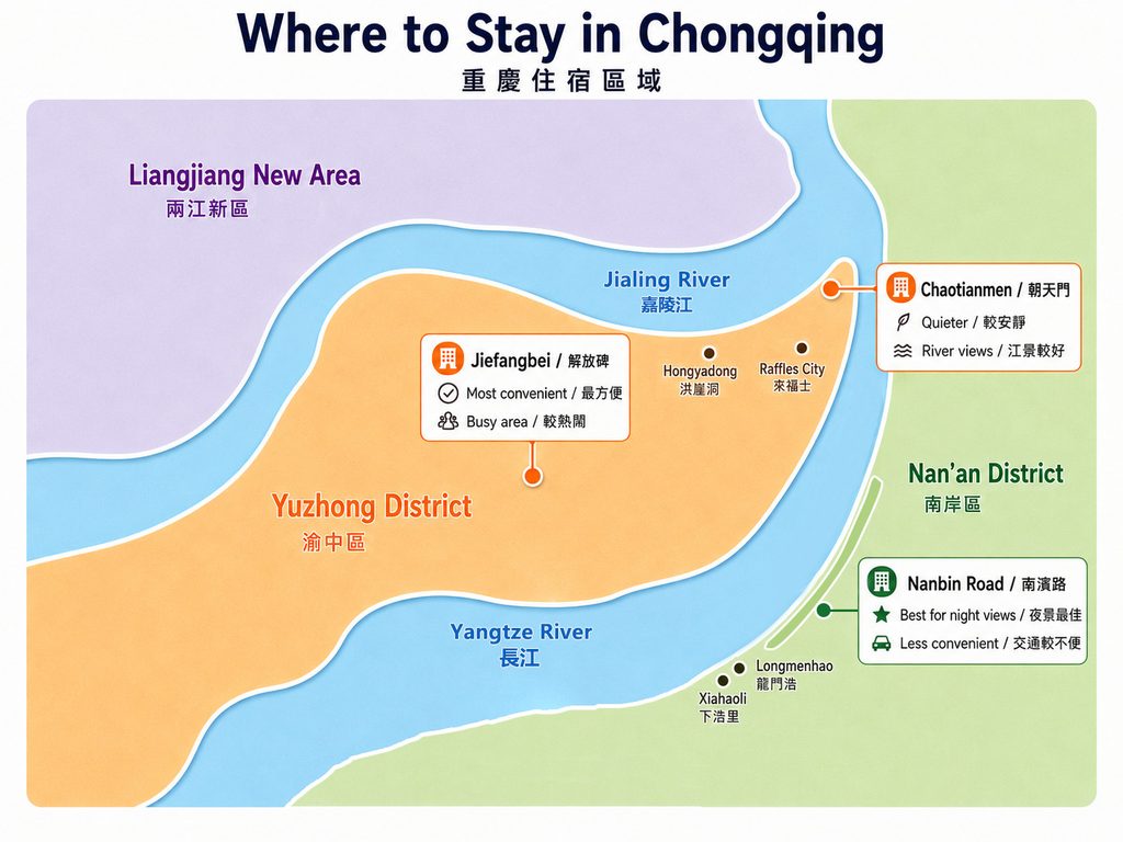 重慶住宿區域推薦 Where to stay in Chongqing